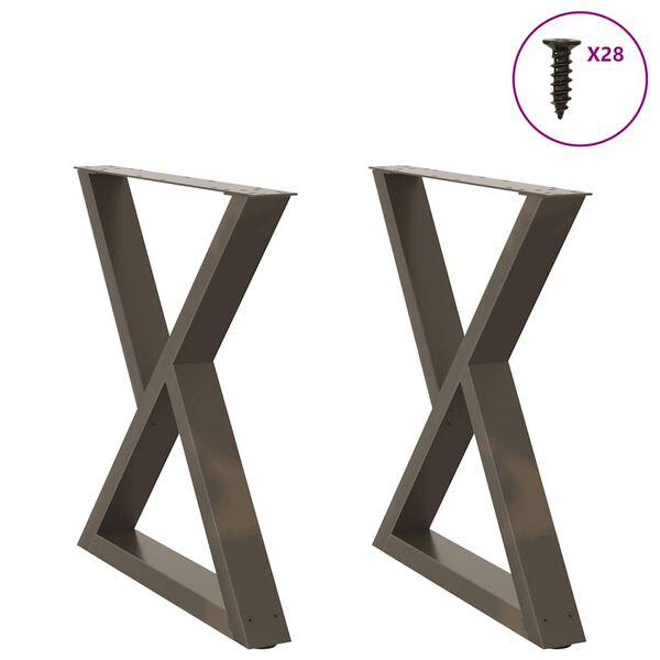 vidaXL Dining Table Legs 2 pcs Natural Steel 70x(72-73.3) cm Steel