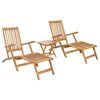 vidaXL Folding Deck Chair with Table 2 pcs Natural Solid Teak Wood