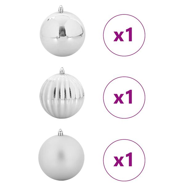 vidaXL Christmas Bauble Set 3 pcs Silver Plastic