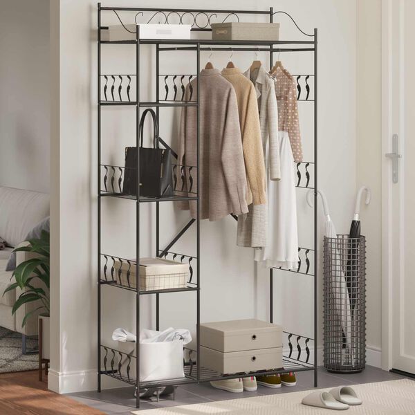 vidaXL Open Wardrobe with Shelf Black 100 x 43 x 188 cm Steel