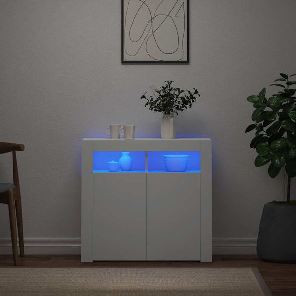 vidaXL Sideboard with LED Lights White 80x35x75 cm