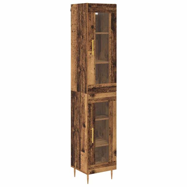 vidaXL Highboard 2 pcs Old Wood Glass