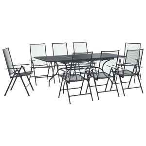vidaXL Garden Dining Set 9 pcs Anthracite 212 x 90 x 76 cm