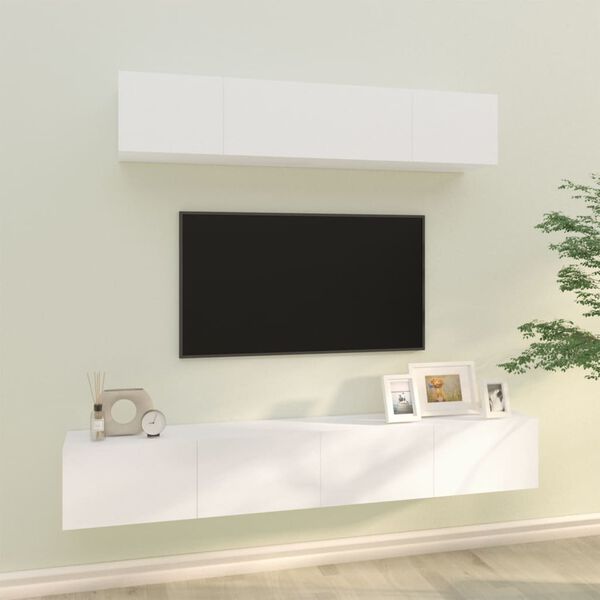vidaXL 4 Piece TV Cabinet Set White Engineered Wood