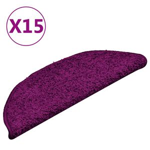 vidaXL Stair Mats 15 pcs 56x17x3 cm Pink Half Round