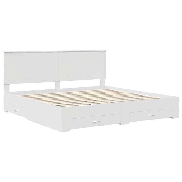 vidaXL Bed Frame with Headboard White 200 x 200 cm Engineered Wood