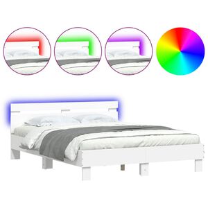 vidaXL Bed Frame with LED without Mattress White 140x200 cm