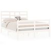 vidaXL Bed Frame without Mattress White Solid Wood 135x190 cm Double