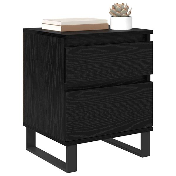 vidaXL Bedside Cabinet Black Oak 40 x 35 x 50 cm Engineered Wood