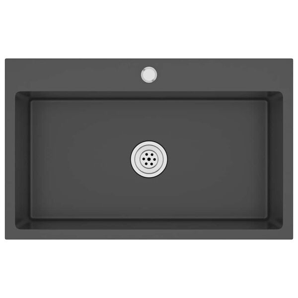 vidaXL Handmade Kitchen Sink Black Stainless Steel