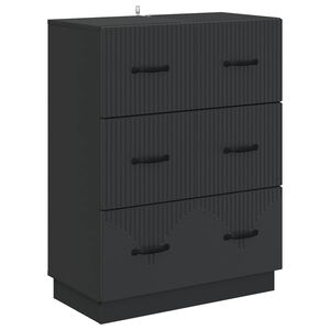 vidaXL Drawer Cabinet Black 66 x 34.5 x 87 cm Engineered Wood
