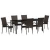 vidaXL Garden Dining Set 7 pcs Brown Powder-Coated Steel