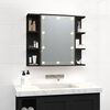 vidaXL Mirror Cabinet with LED Black 70x16.5x60 cm