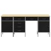 vidaXL Work Cabinet with Drawer with Lock 4 pcs Black 200 x 55 x 85 cm