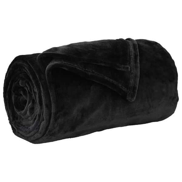 vidaXL Throw Blanket Black 130 x 150 cm Fleece