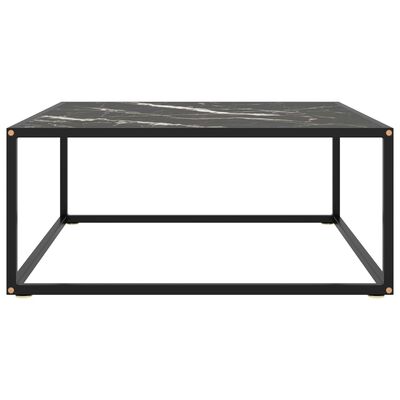 vidaXL Coffee Table Black with Black Marble Glass 80x80x35 cm