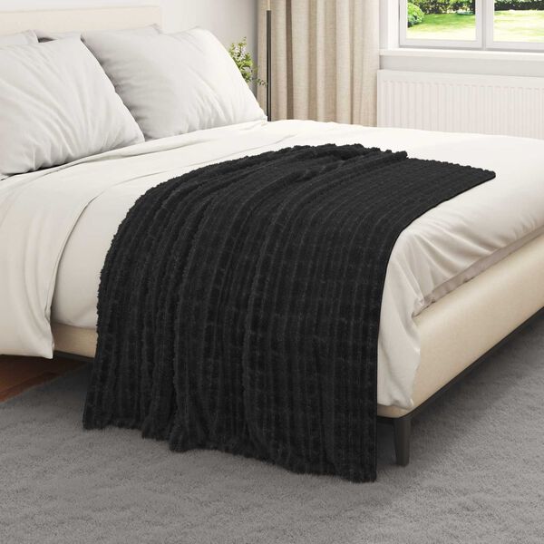 vidaXL Throw Blanket Black 150 x 130 cm Fleece
