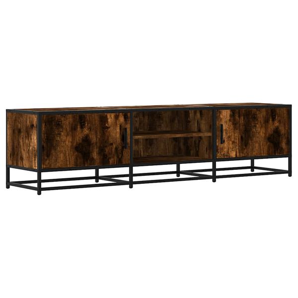 vidaXL TV Cabinet Smoked Oak 160x35x41 cm Engineered Wood and Metal