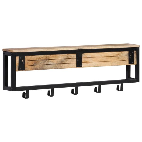 vidaXL Coat Rack 87x10x27 cm Solid Rough Wood Mango