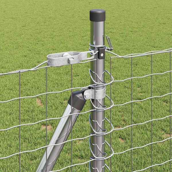 vidaXL Fence Posts Manual 7 pcs Silver Ø32mm 110 cm Galvanised steel