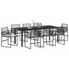 vidaXL Garden Dining Set 9 pcs Black Powder-Coated Steel
