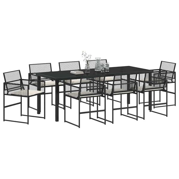 vidaXL Garden Dining Set 9 pcs Black Powder-Coated Steel