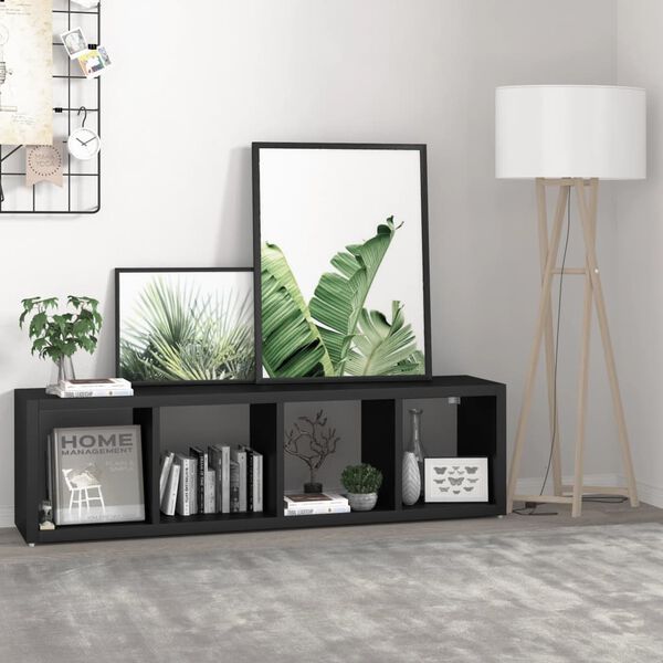 vidaXL Wall Cube Shelf Black 37x29.5x134.5 cm MDF