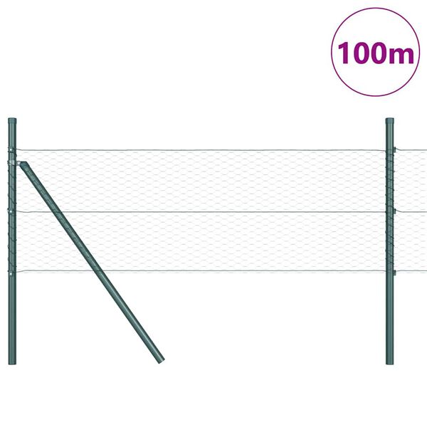 vidaXL Fence Post Green 100 x 0.8 m (25 mm mesh) Steel and PVC