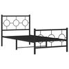 vidaXL Metal Bed Frame without Mattress with Footboard Black 90x190cm