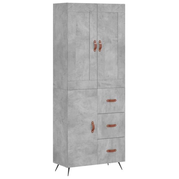 vidaXL Highboard Concrete Grey 69.5x34x180 cm Engineered Wood