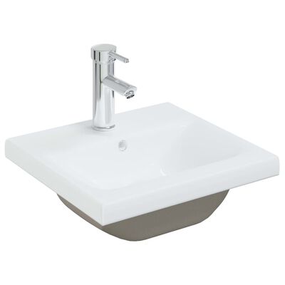 vidaXL Built-in Basin with Faucet 42x39x18 cm Ceramic White