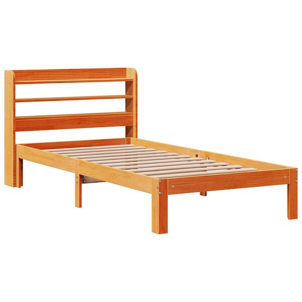 vidaXL Bed Frame without Mattress Wax Brown 75x190 cm Small Single Solid Wood Pine