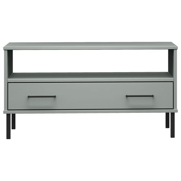 vidaXL Coffee Table with Metal Legs Grey 85x50x45 cm Solid Wood OSLO