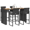 vidaXL 5 Piece Garden Bar Set without Cushions Black Poly Rattan Acacia