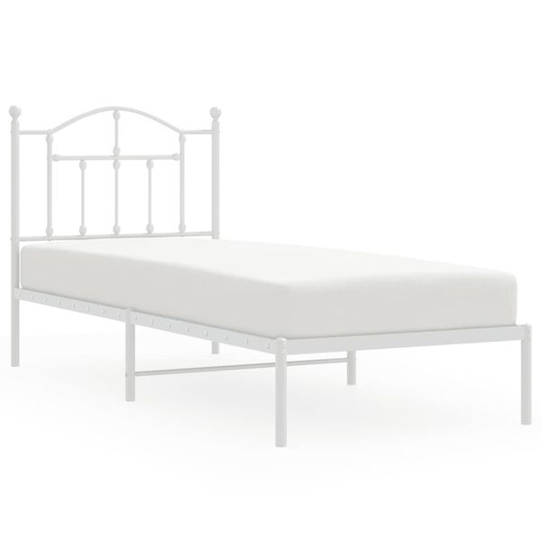 vidaXL Metal Bed Frame without Mattress with Headboard White 90x190cm