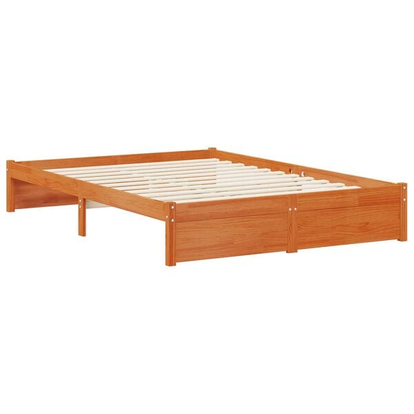 vidaXL Bed Frame with Storage Headboard Wax Brown 140 x 190 cm
