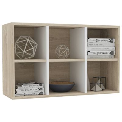 vidaXL Book Cabinet/Sideboard White and Sonoma Oak 66x30x98 cm Engineered Wood