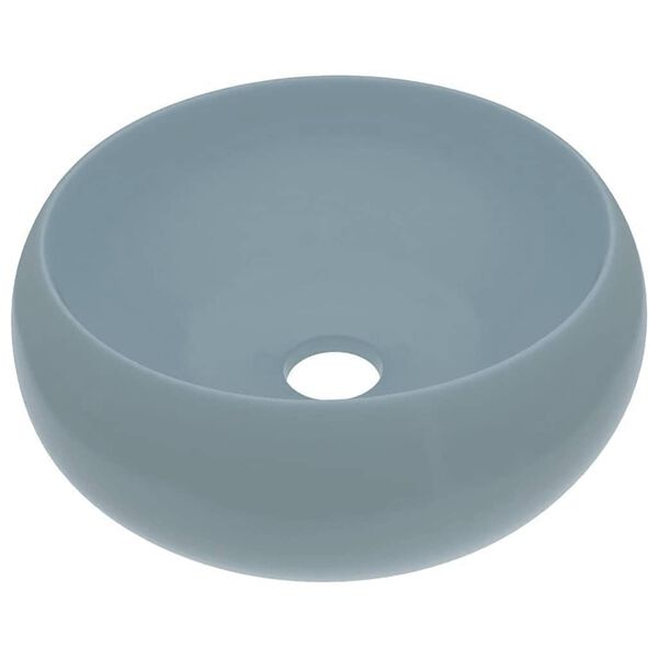 vidaXL Luxury Wash Basin Round Matt Light Blue 40x15 cm Ceramic