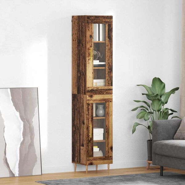 vidaXL Highboard 2 pcs Old Wood Glass