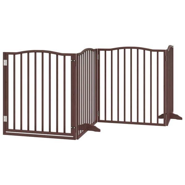 vidaXL Dog Gate with Door Foldable 4 Panels Brown Oak 320 cm Poplar Wood