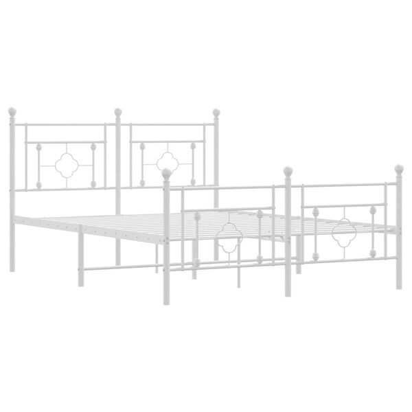 vidaXL Metal Bed Frame without Mattress with Footboard White 135x190cm