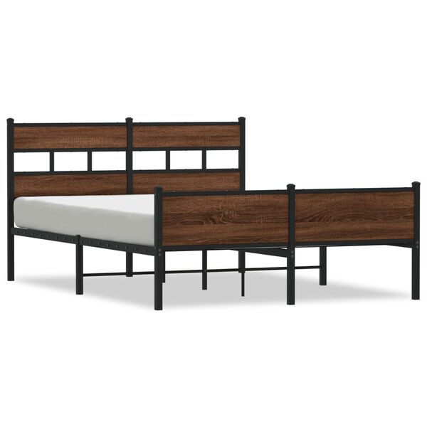 vidaXL Metal Bed Frame without Mattress Brown Oak 160x200 cm