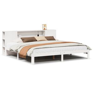 vidaXL Bookcase Bed without Mattress White 200x200cm Solid Wood Pine