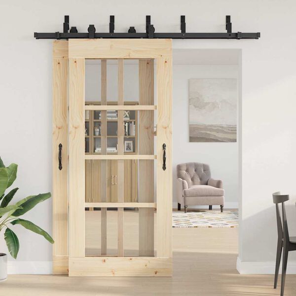 vidaXL Sliding Door Hardware Kit 200 cm Steel Black