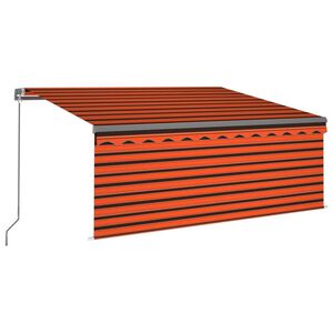 vidaXL Manual Retractable Awning with Blind&LED 3x2.5m Orange&Brown