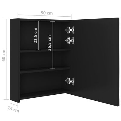 vidaXL LED Bathroom Mirror Cabinet Black 50x14x60 cm