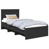 vidaXL Bed Frame with Headboard Black 80 x 200 cm Engineered Wood