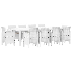 vidaXL Garden Dining Set 11 pcs White Polypropylene