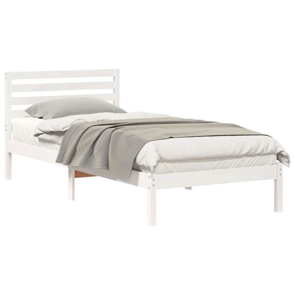 vidaXL Bed Frame with Headboard White 80 x 210 cm Solid Pine Wood