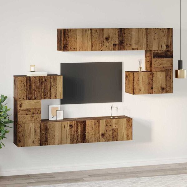 vidaXL TV Cabinet Set Wall-mounted 8 pcs Old Wood Engineered Wood